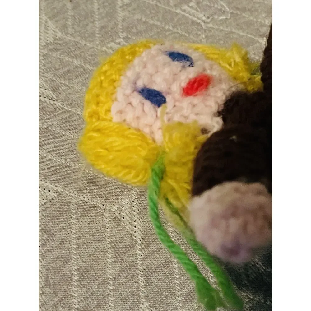 Handmade Crochet Topsy Turvy Flip Doll Pattern Knit Girl Princess Maid Brunette